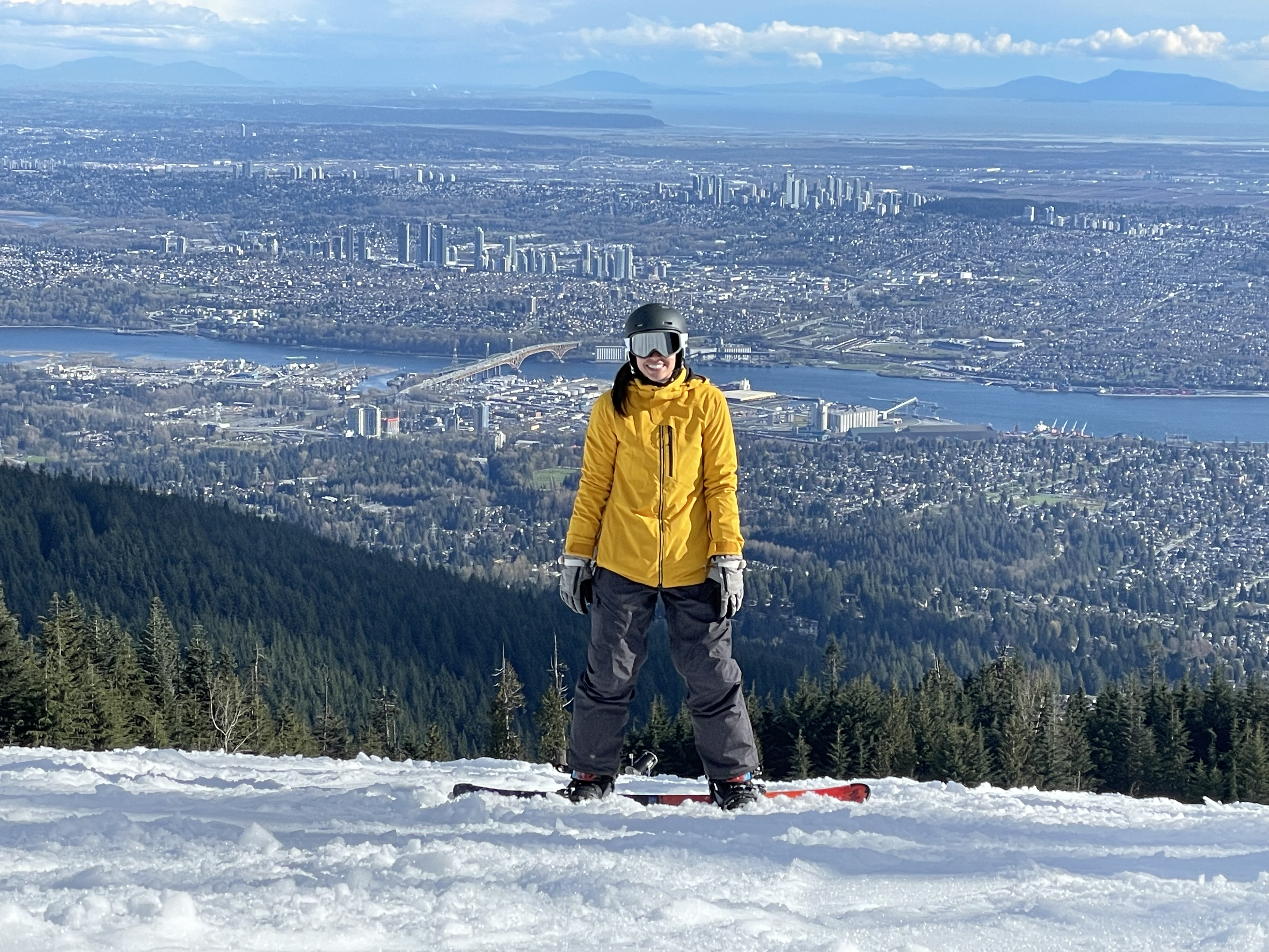 melanie snowboarding on Grouse Mountain, Vancouver, BC